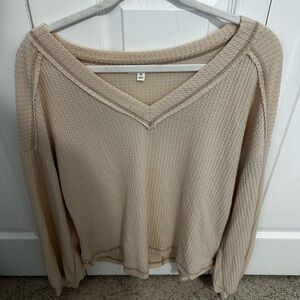 V-Neck Pink/Cream Sweater